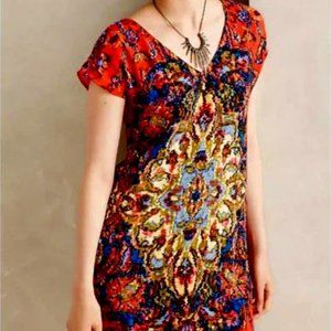 Maeve Red and Blue Patterned Mini Dress